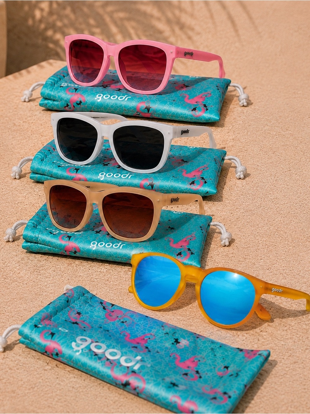 goodr Unisex Sunglasses - Pink, White, Brown & Dark Yellow